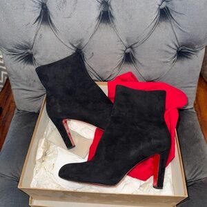 Christian Louboutin Black Suede Heeled Boots